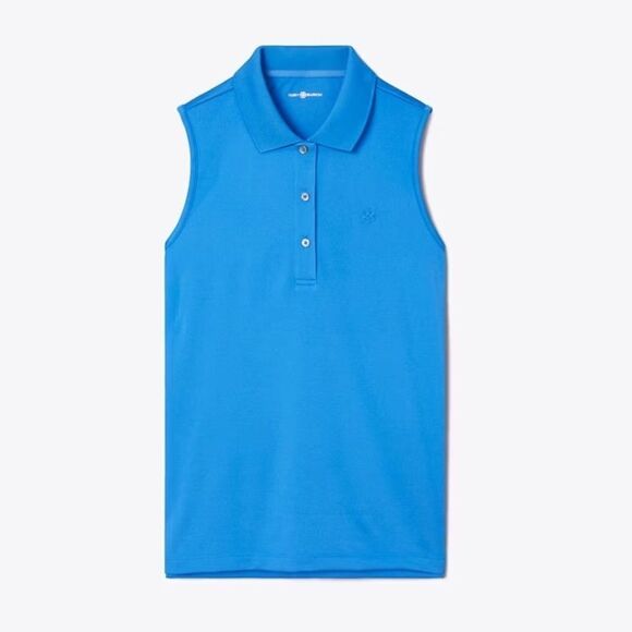 Tory Burch  Blue Tory Sport Tech Pique Sleeveless Polo Sz M - Picture 1 of 10